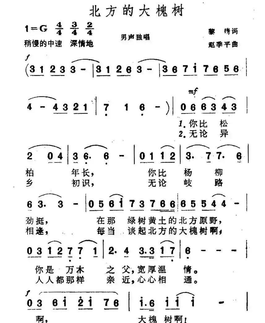 北方的大槐树（黎琦词 赵季平曲）