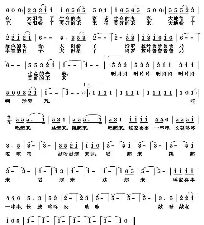 瑶寨欢歌（李良铁词 唐孟冲曲）