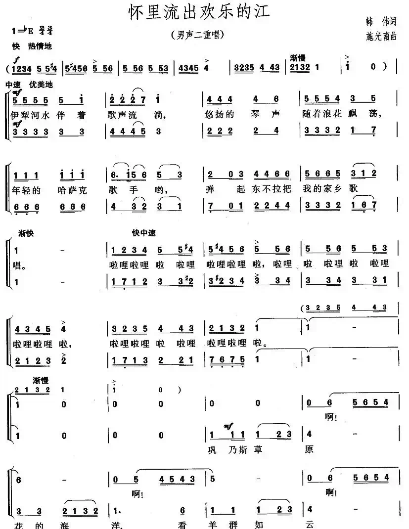 怀里流出欢乐的江(男声二重唱)