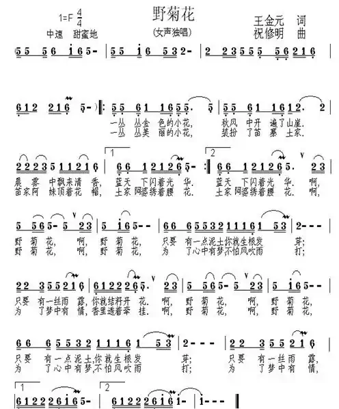 野菊花（王金元词 祝修明曲）