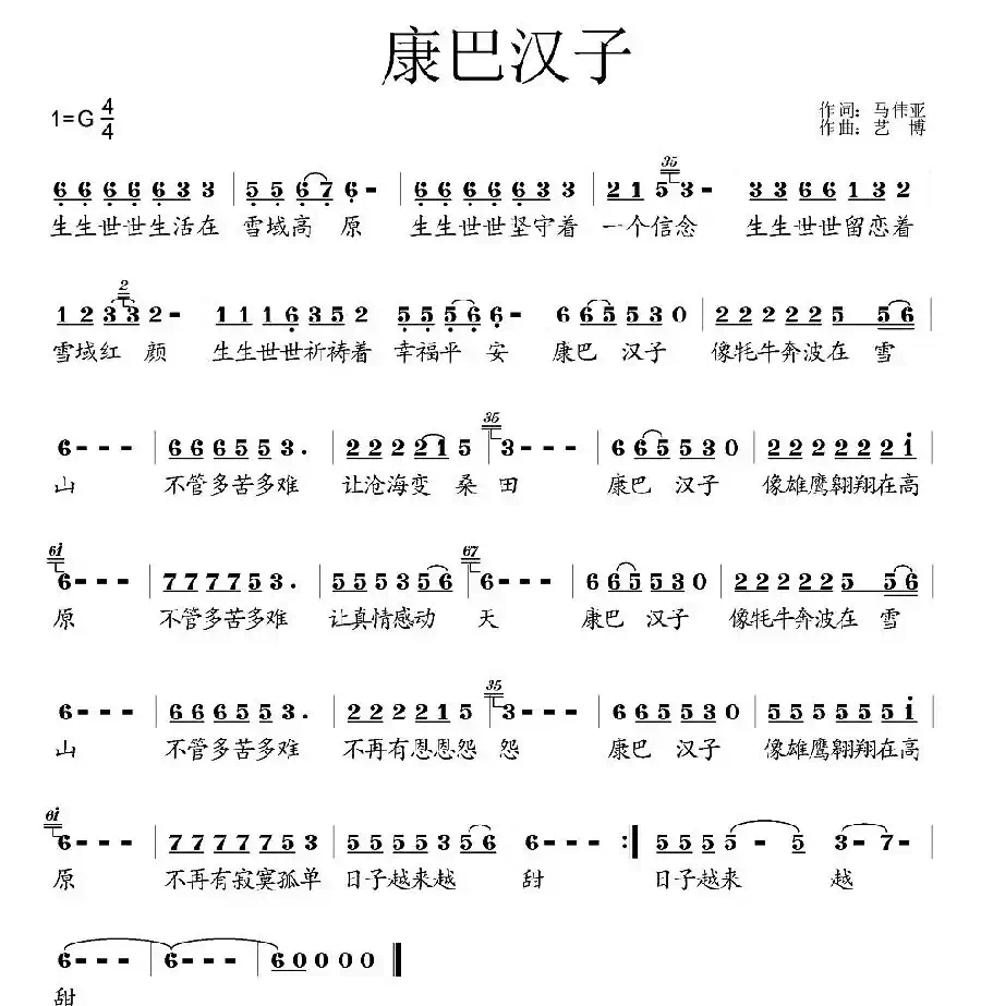 康巴汉子(马伟亚词 艺博曲)