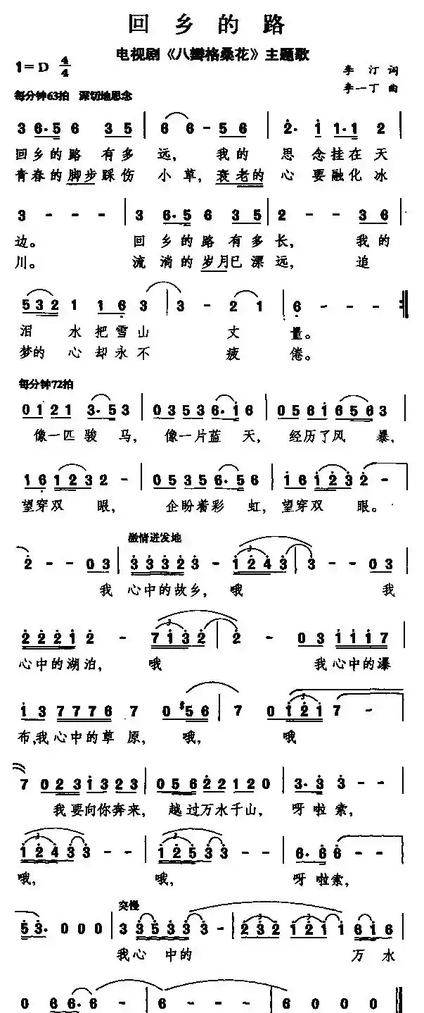 回乡的路（电视剧《八瓣格桑花》主题歌）