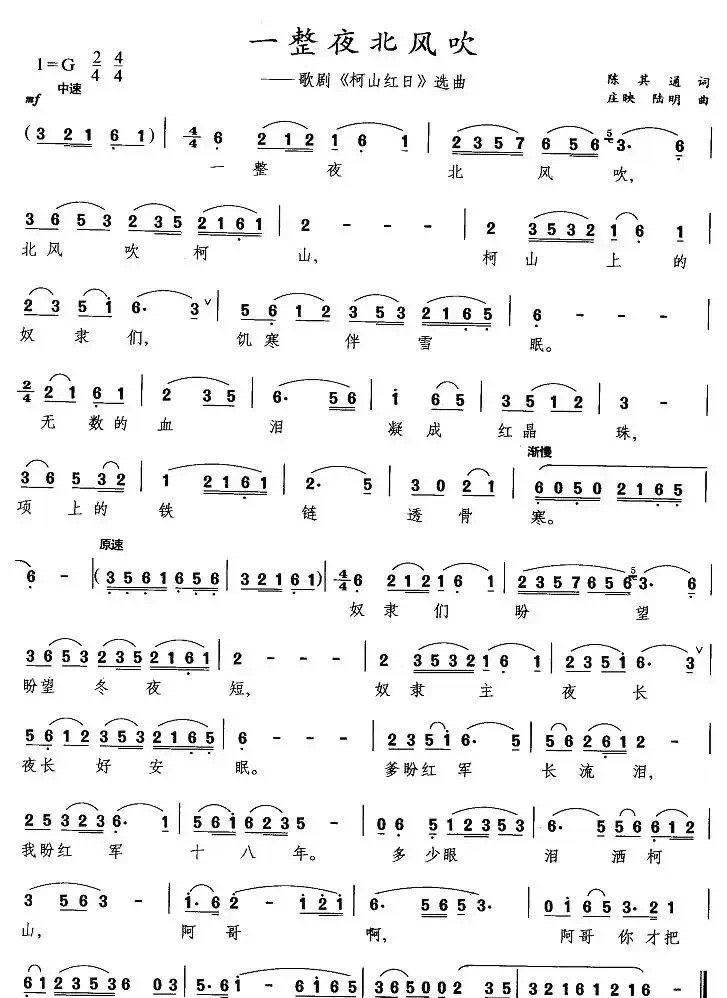 一整夜北风吹（歌剧《柯山红日》选曲）
