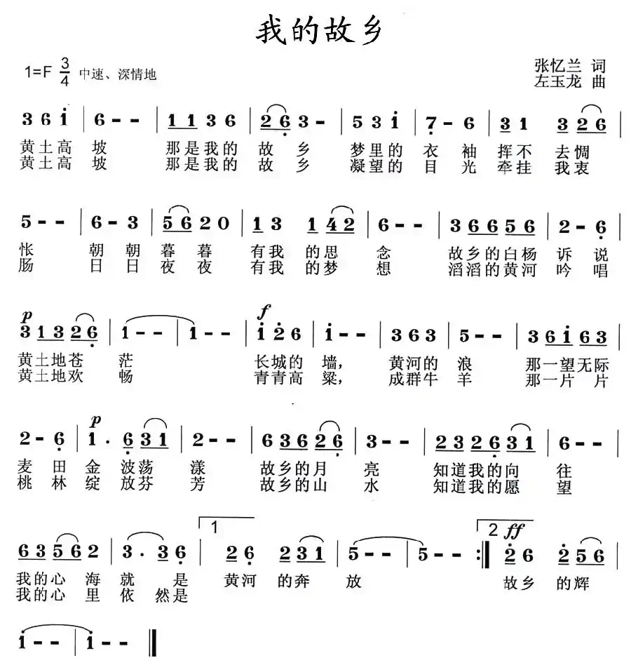 我的故乡(张玉兰词 左玉龙曲)