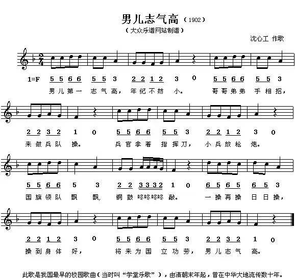 男儿志气高（线、简谱混排版）