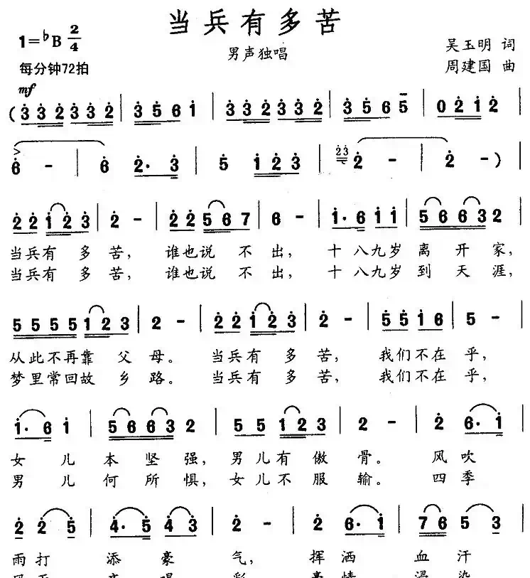 当兵有多苦(吴玉明词 周建国曲)