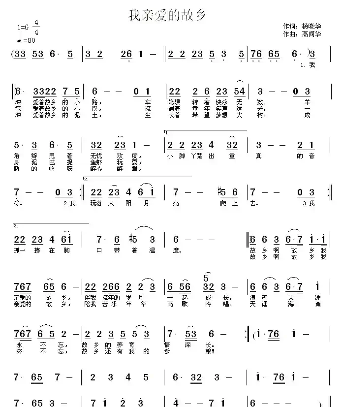 我亲爱的故乡（杨小华词 高闻华曲）