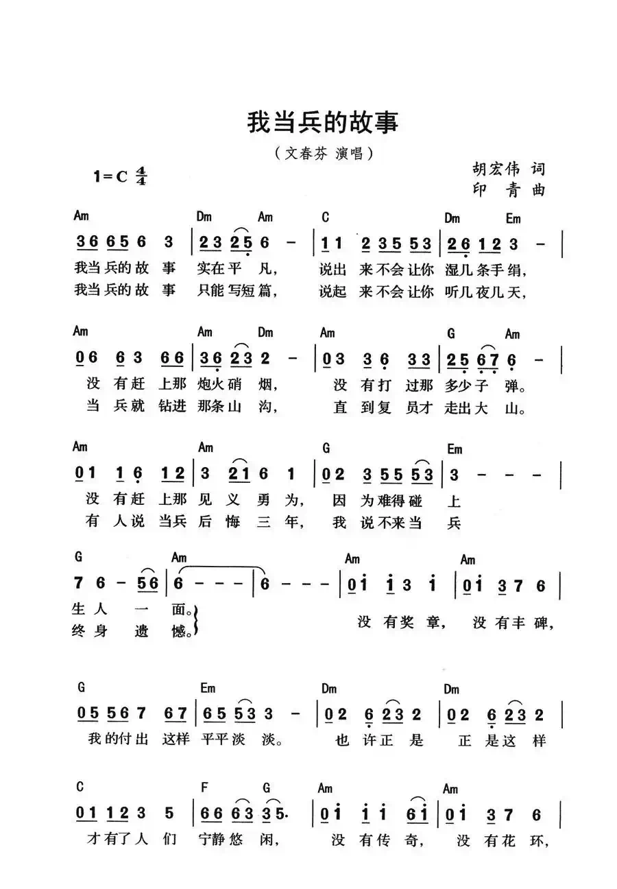 我当兵的故事(胡宏伟词 印青曲)