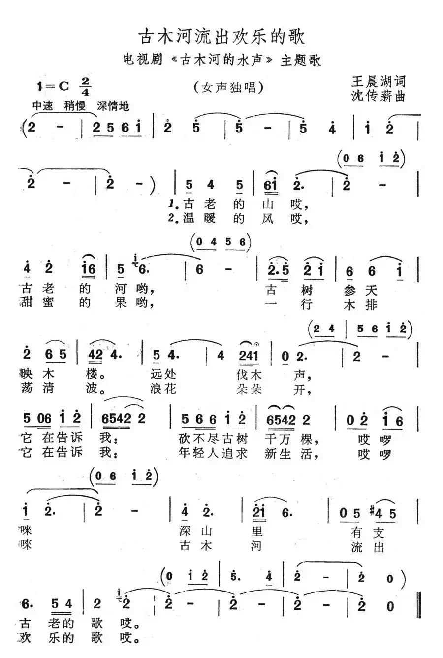 古木河流出欢乐的歌(电视剧《古木河的水声》主题歌)