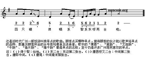 早点叫卖歌(线、简谱混排版)