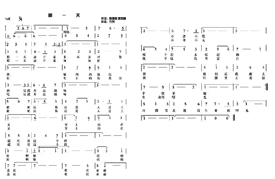 那一天（魏建国词 方芳曲）