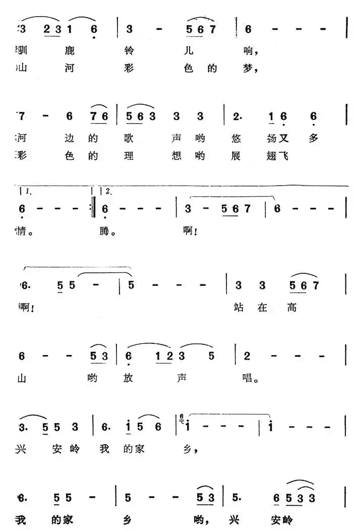 兴安岭啊我的家乡（电视片《鹿铃回响的地方》选曲）