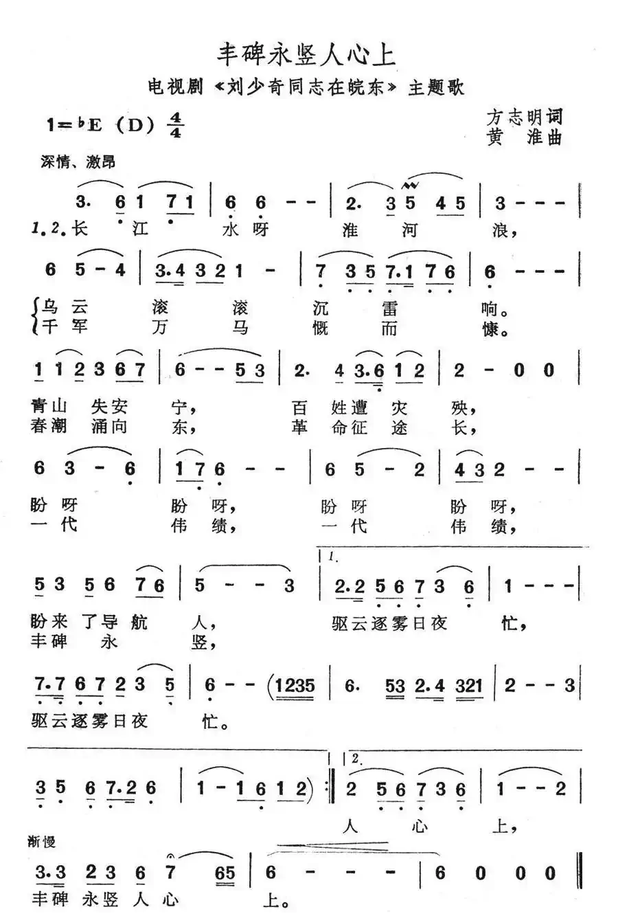 丰碑永竖人心上(电视剧《刘少奇同志在皖东》主题歌)