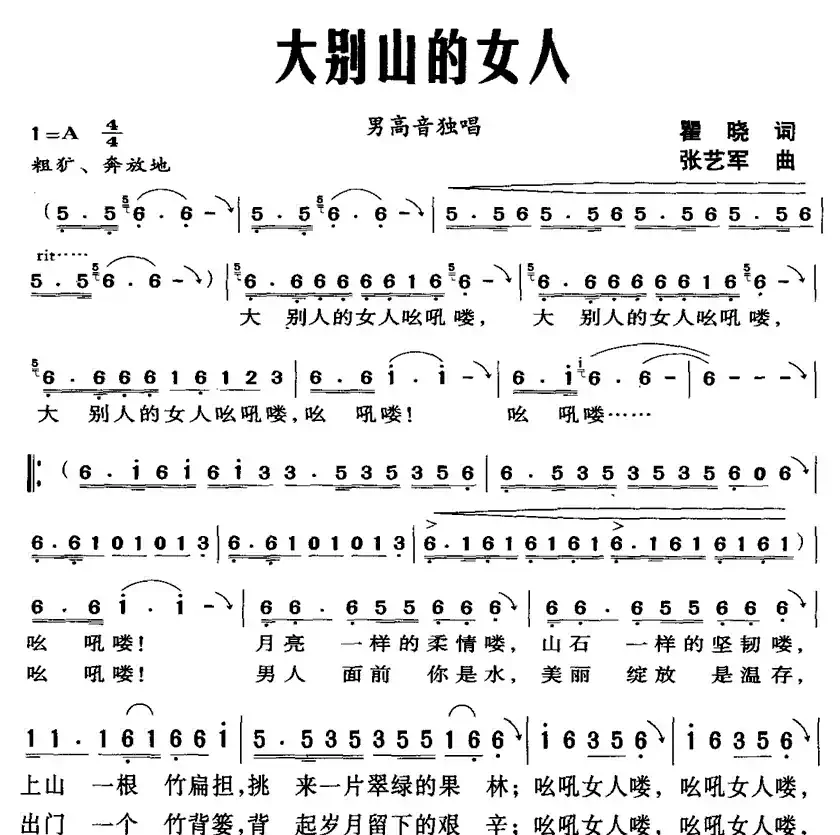 大别山的女人（瞿晓词 张艺军曲）