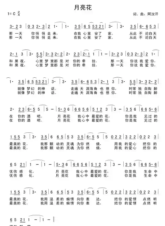 月亮花(阿汝汗词曲)