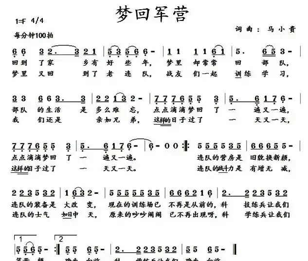 梦回军营（马小贵词 马小贵曲）