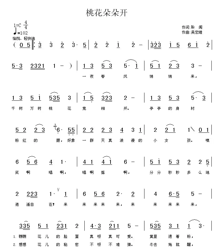 桃花朵朵开（聆闻词 吴宏维曲）