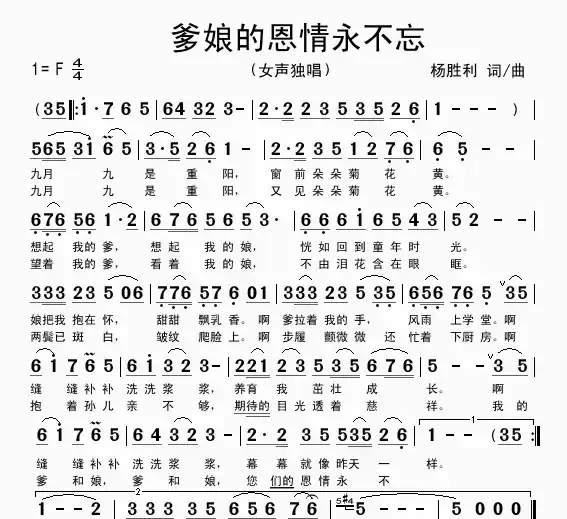 爹娘的恩情永不忘(杨胜利词 杨胜利曲)