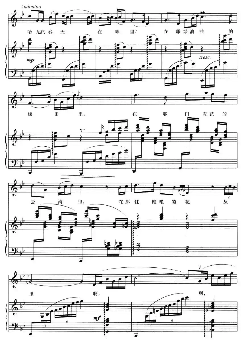 哈尼的春天在哪里（正谱）