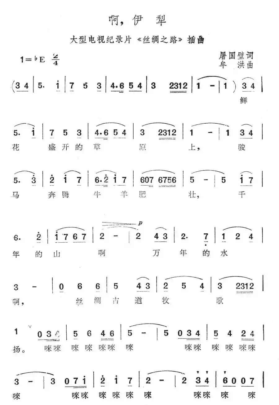 啊,伊犁(大型电视纪录片《丝绸之路》插曲)