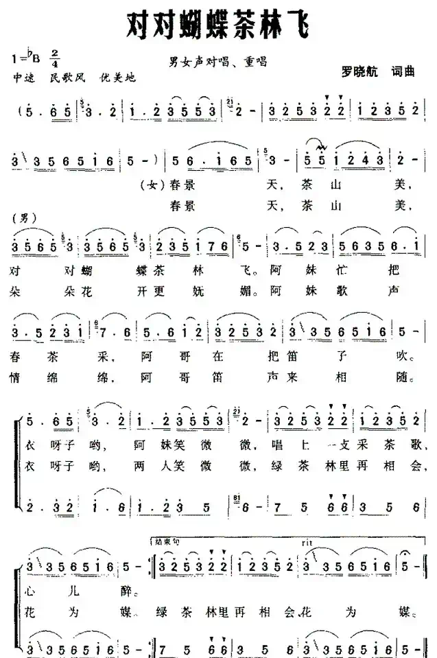 对对蝴蝶茶林飞（男女声对唱、重唱）