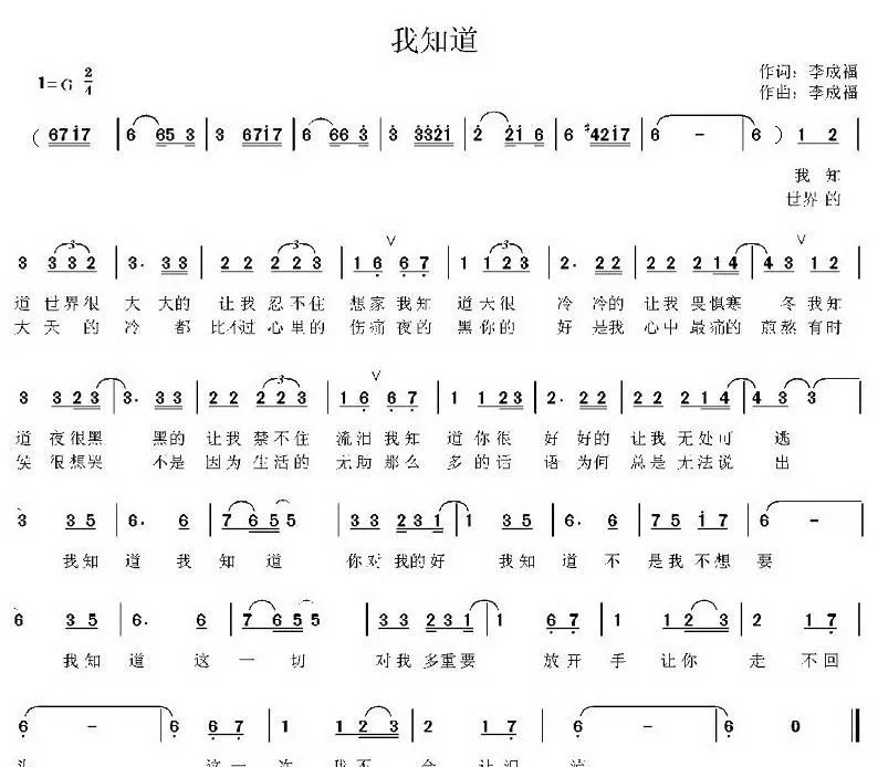 我知道（李成福词曲）