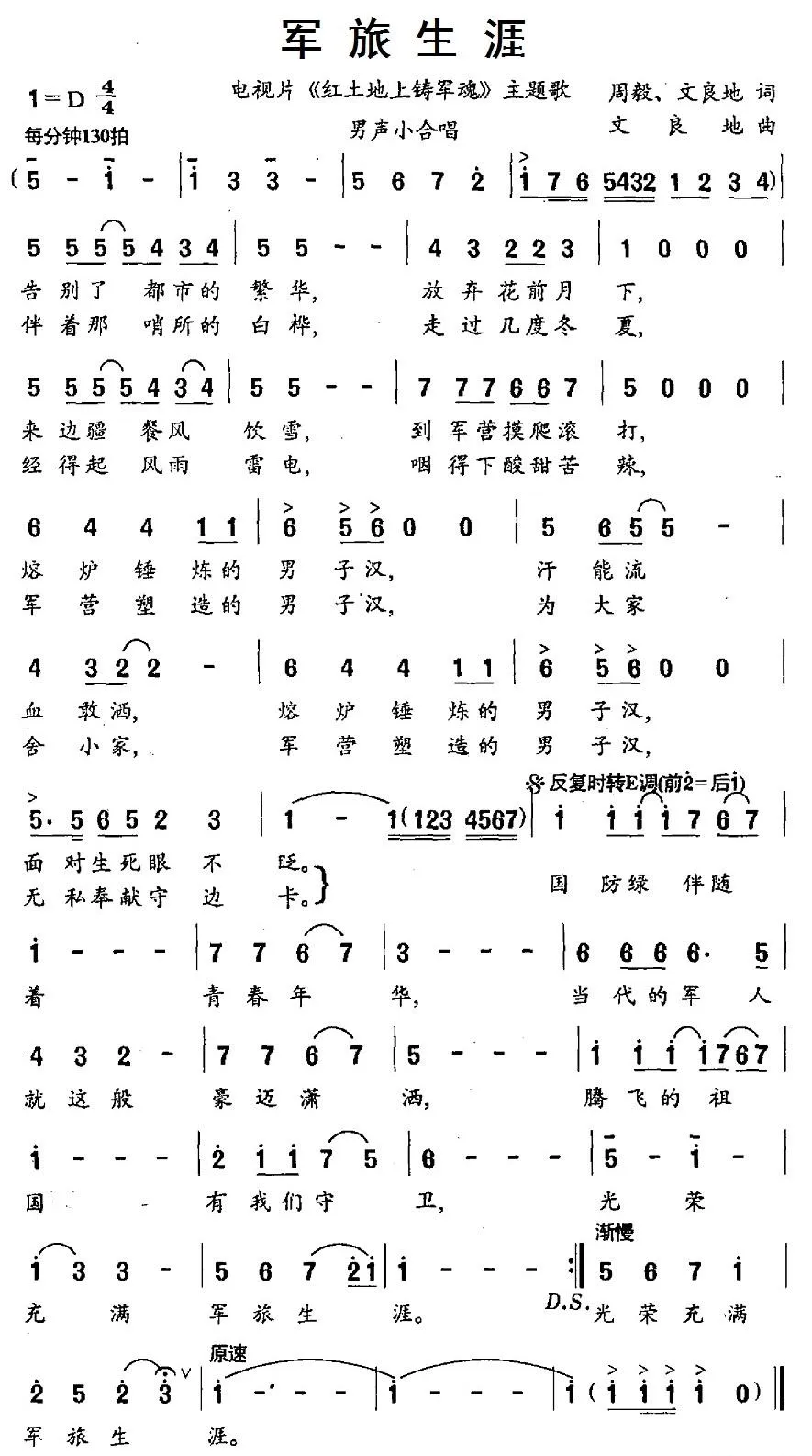 军旅生涯（电视片《红土地上铸军魂》主题歌）