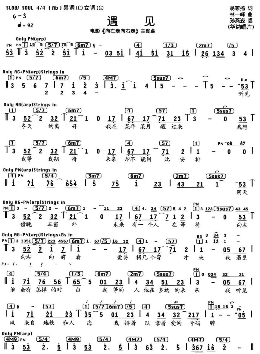 遇见（易家扬词 林一峰曲、编配乐谱）