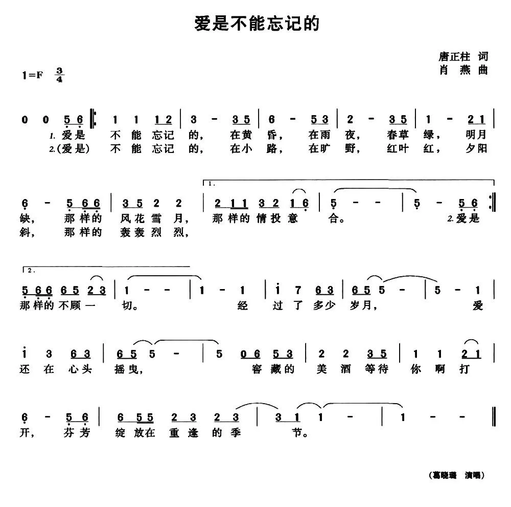 爱是不能忘记的（唐正柱词 肖燕曲）