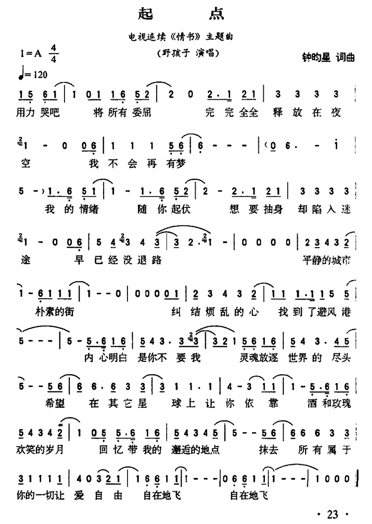 起点（钟昀星 词曲）