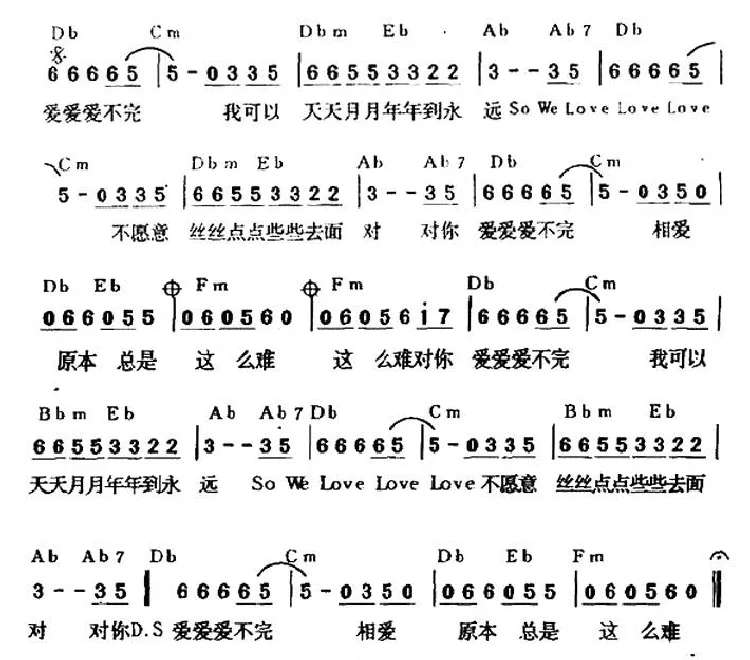 对你爱不完（带和弦）