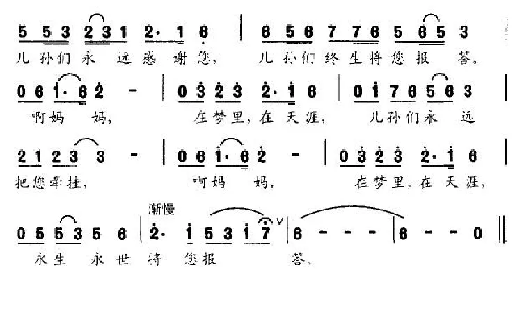 怀念妈妈（阚玉飞、阚玉忠词曲）