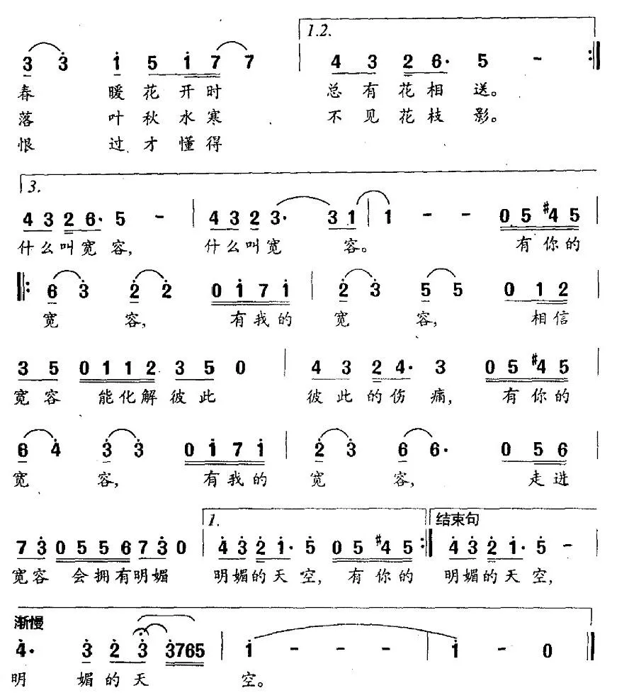 宽容（赵晓瑜词 王平曲）