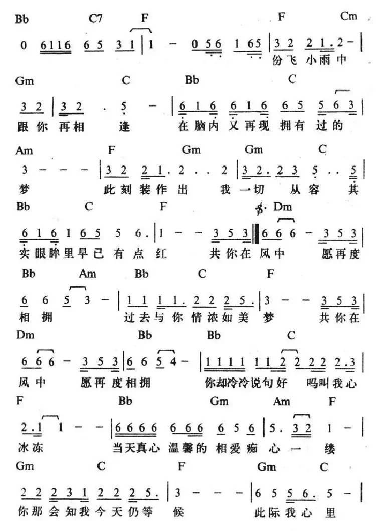 相逢在雨中（带和弦）