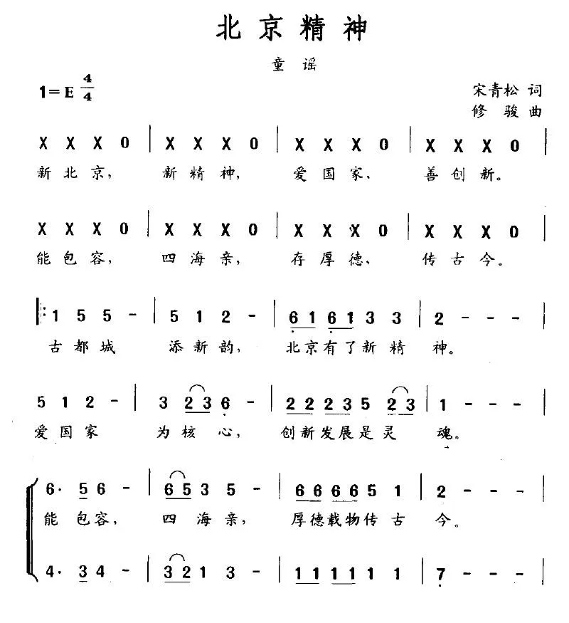 北京精神（宋青松词 修骏曲）