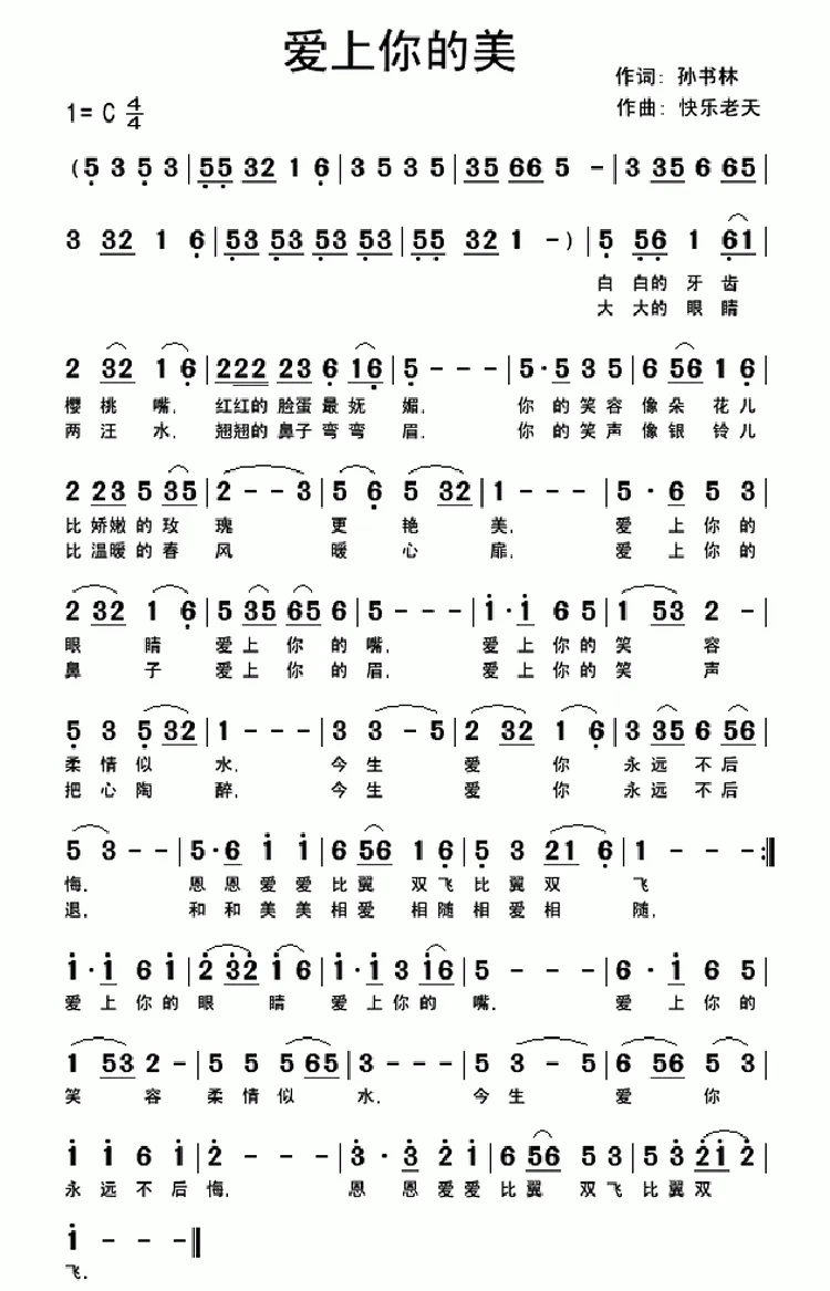 爱上你的美（孙书林词 快乐老天曲）