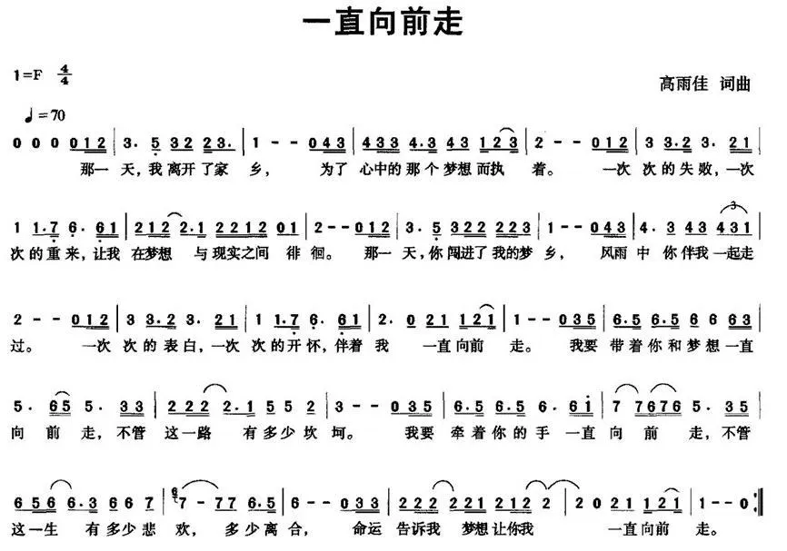 一直向前走（高雨佳 词曲）