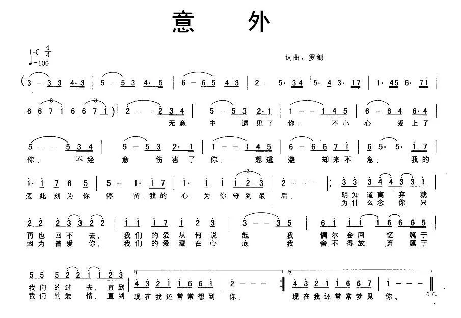 意外（罗剑 词曲）