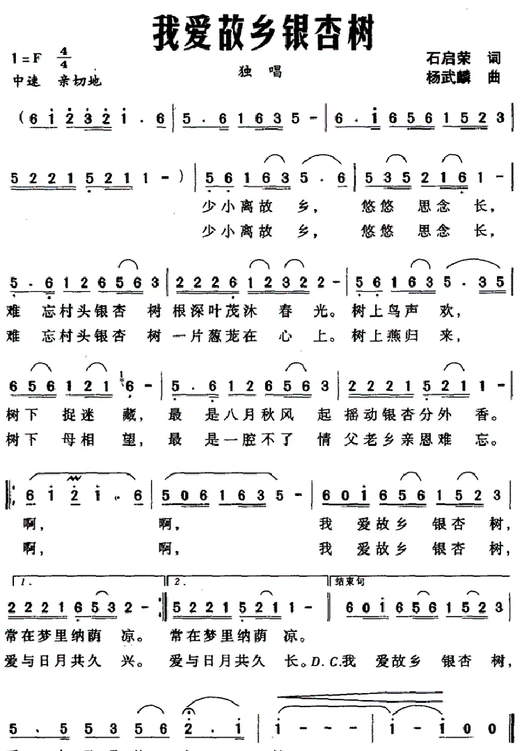 我爱故乡银杏树