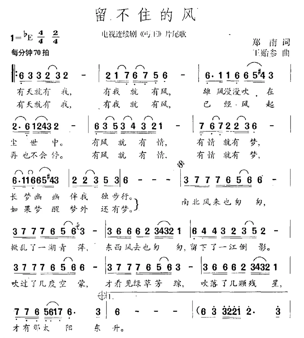 留不住的风（电视剧《丐王》片尾曲）