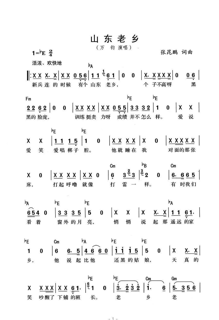 山东老乡（张昆鹏词曲）
