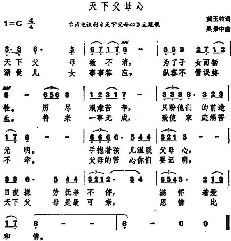 天下父母心（台湾电视剧《天下父母心》主题歌）