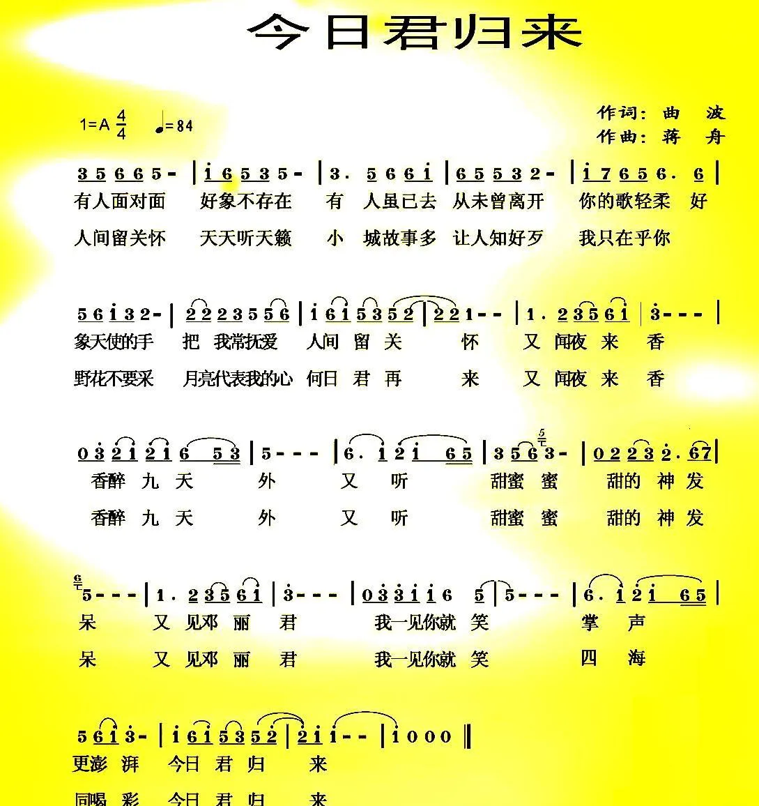 今日君归来