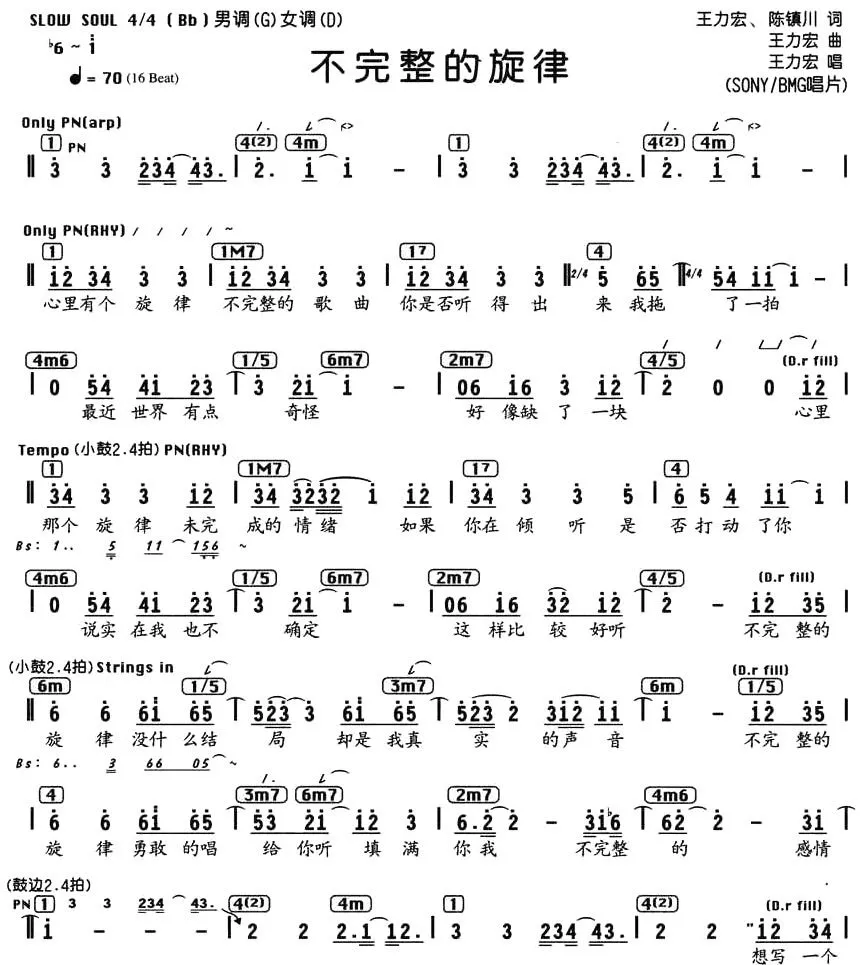 不完整的旋律（编配乐谱）