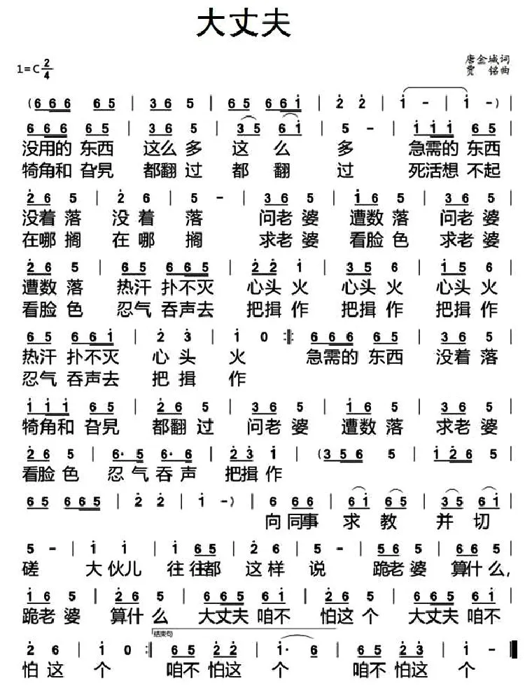 大丈夫（唐金城词 贾铭曲）