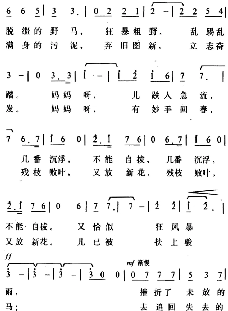 心声（电影《少年犯》主题歌）（张良 王静珠词 李春生曲）
