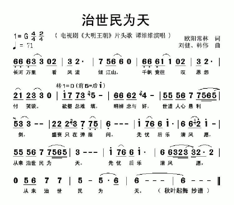 治世民为天（电视剧《大明王朝》片头曲）