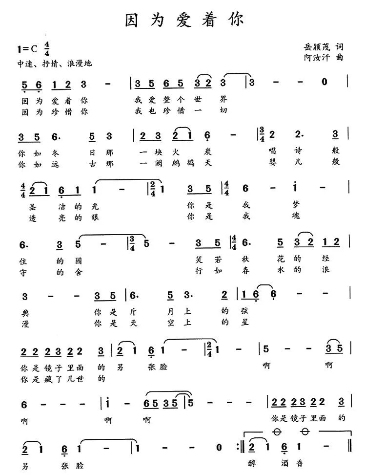 因为爱着你（岳颖茂词 阿汝汗曲）