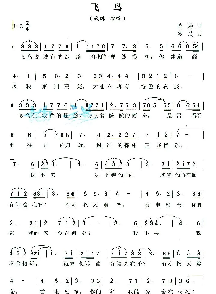 飞鸟（陈涛词 苏越曲）
