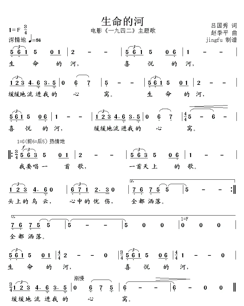 生命的河（电影《一九四二》主题曲）